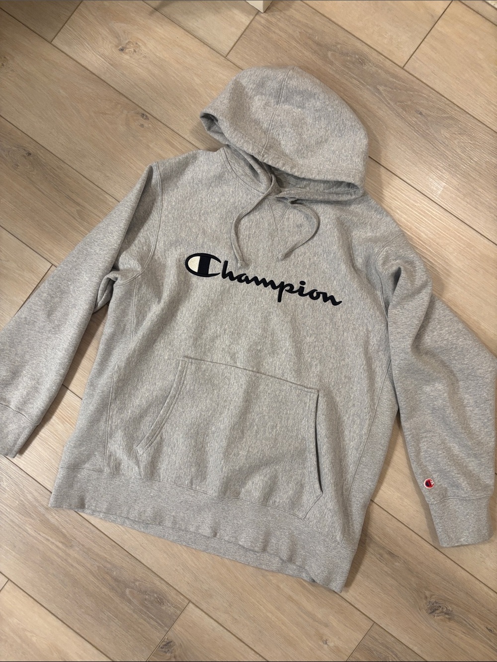 Champion Gray Crewneck Logo Hoodie
